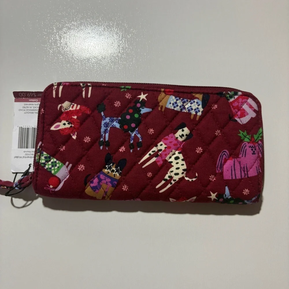 Vera Bradley Red Quilted Wallet with Dog Patterns - Picture 1 of 3